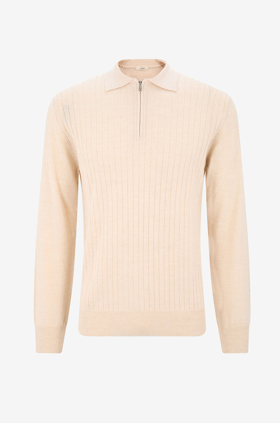 Rippenstrick Poloshirt mit Reissverschlusskragen