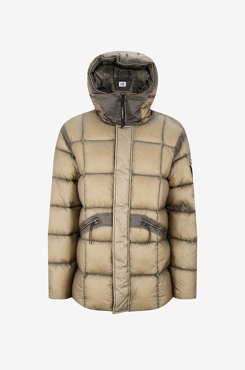 C.P. COMPANY Kurze Steppjacke aus technischem Stoff mit Stehkragen Herren GRÜN 1