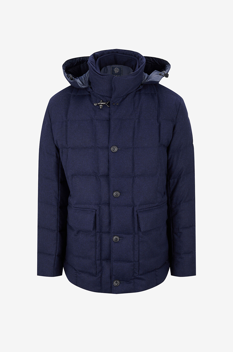 Kurze wattierte Wolljacke mit Stehkragen