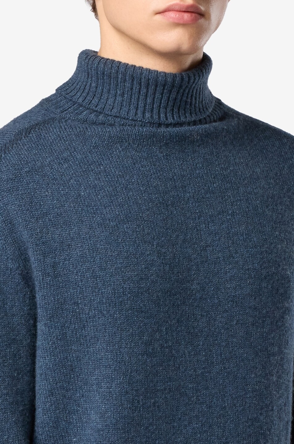 SEASE Pull col roulé en maille Turtle Coarsehair Homme BLEU MOYEN 5