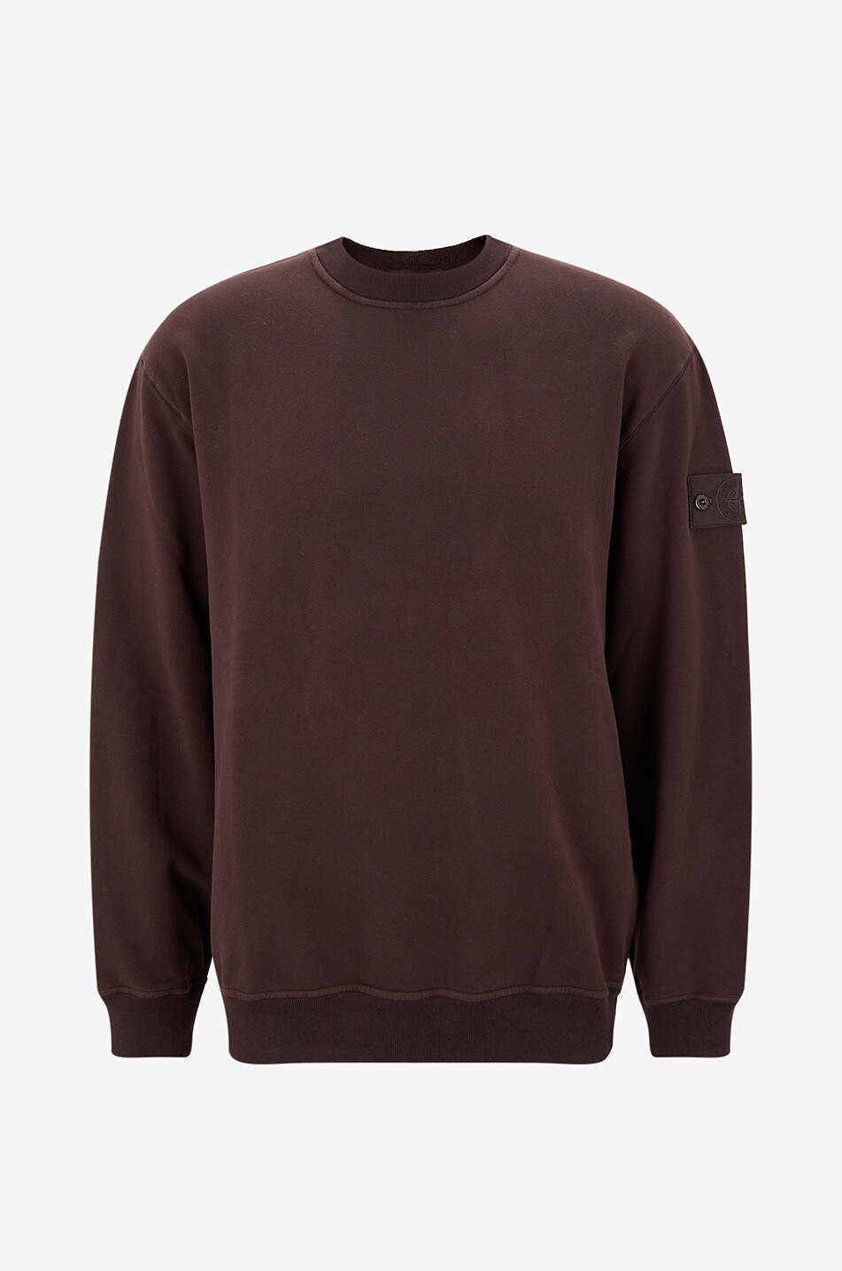 STONE ISLAND Sweat-shirt en molleton à col rond côtelé Homme MARRON 1