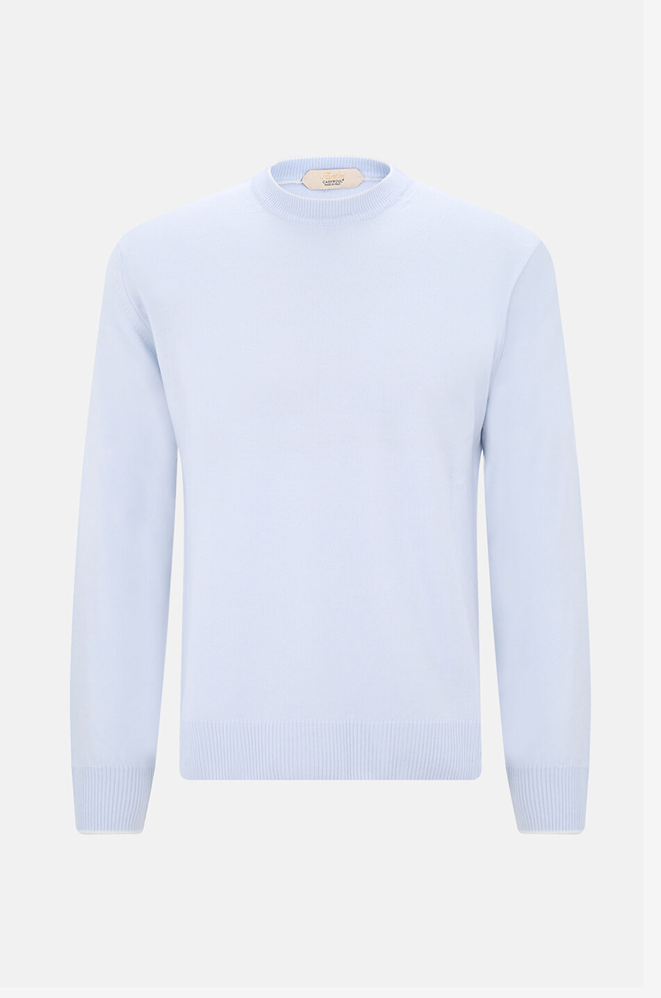 AURELIEN Pull en jersey à col rond côtelé Homme BLEU CLAIR 1