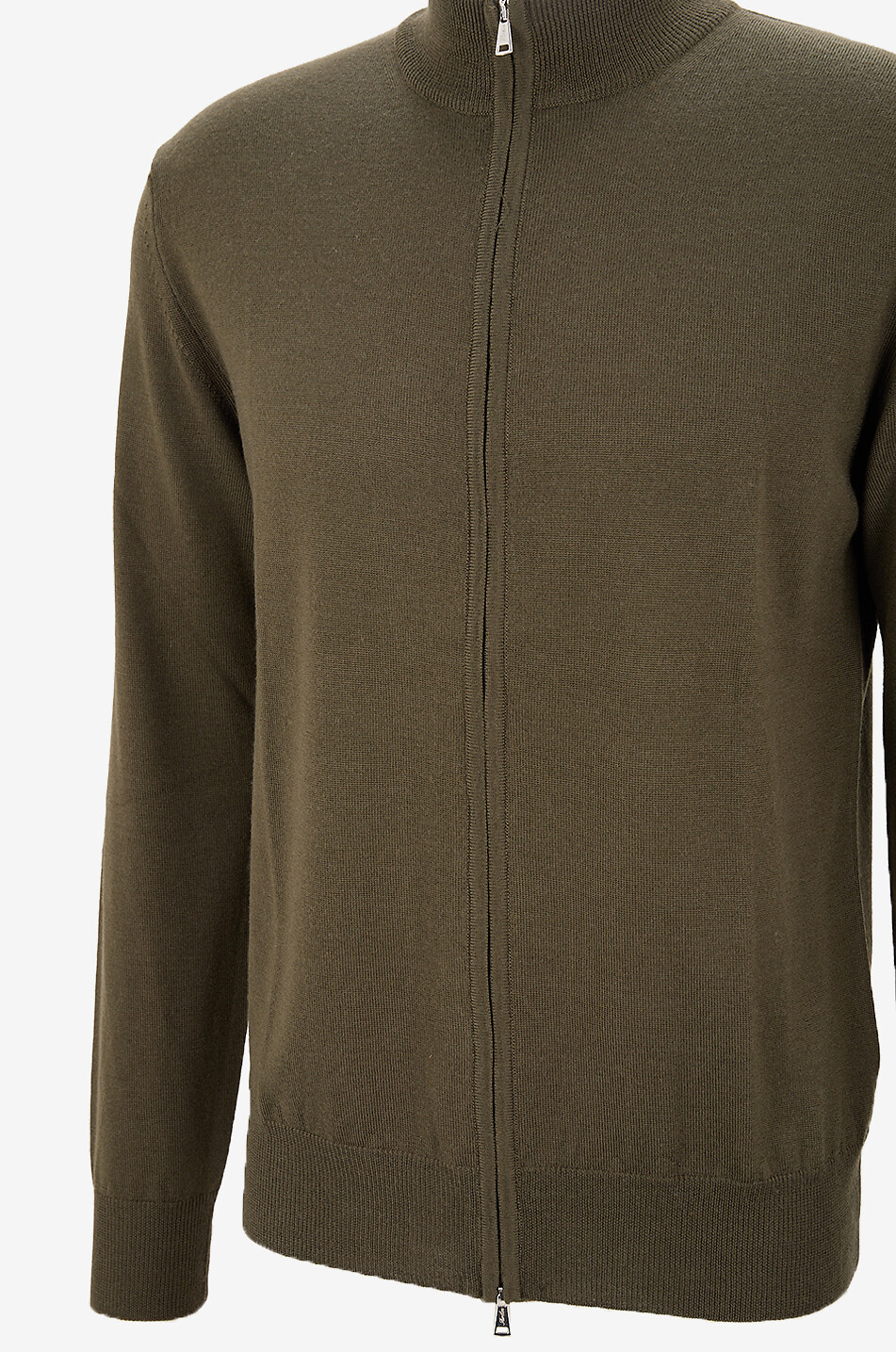 AURELIEN Cashwool full-zip merino wool cardigan with stand-up collar Men GREEN 3