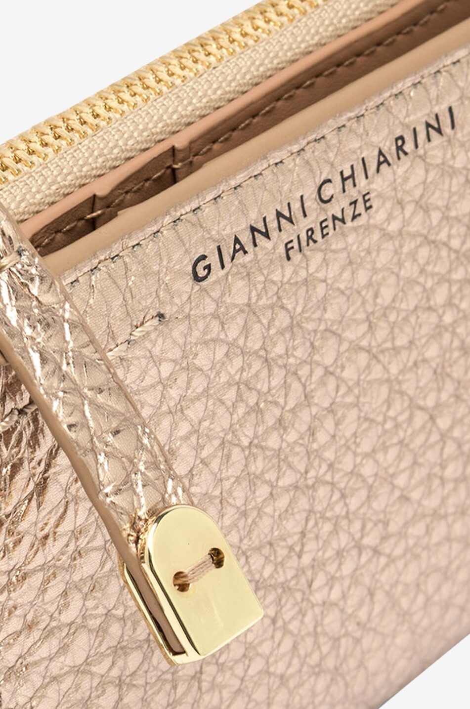 GIANNI CHIARINI Bubble zip-around compact wallet in grained leather Women GOLDEN 7