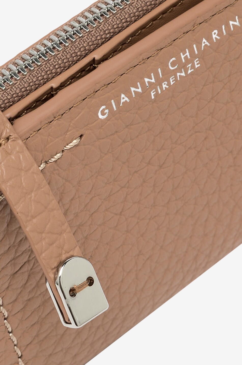 GIANNI CHIARINI Bubble zip-around compact wallet in grained leather Women LIGHT BROWN 9