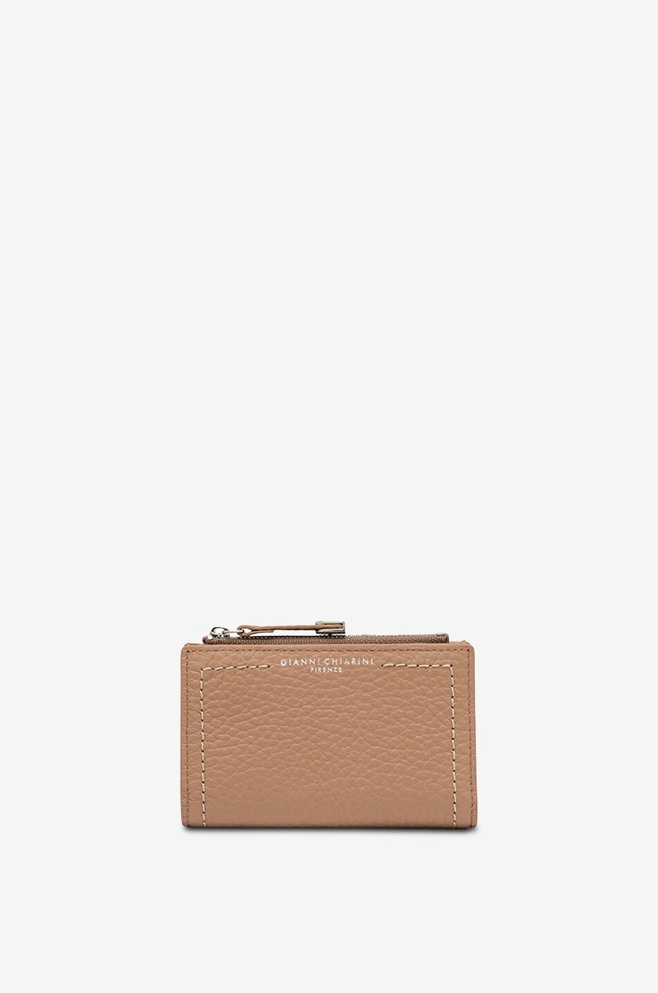Bubble zip-around compact wallet in grained leather