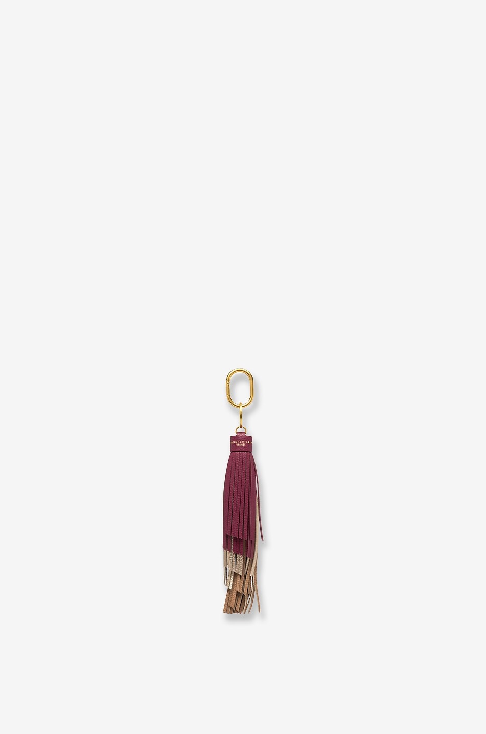 GIANNI CHIARINI Gefranster Taschen-Charm aus Leder Nappa Damen DUNKELROSA 1