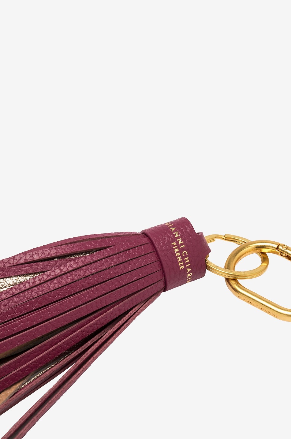 GIANNI CHIARINI Gefranster Taschen-Charm aus Leder Nappa Damen DUNKELROSA 5