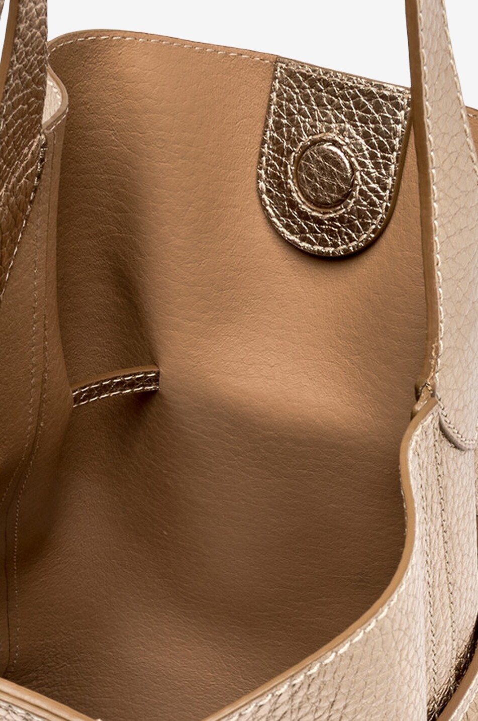 GIANNI CHIARINI Bucket-Tasche aus genarbtem Metallic-leder Sienna Damen GOLDEN 9