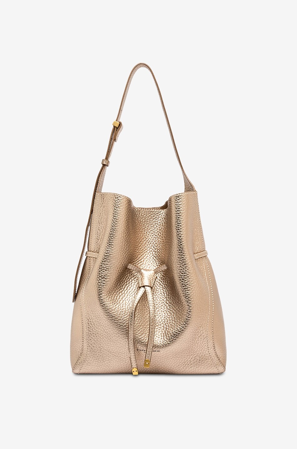 GIANNI CHIARINI Bucket-Tasche aus genarbtem Metallic-leder Sienna Damen GOLDEN 1