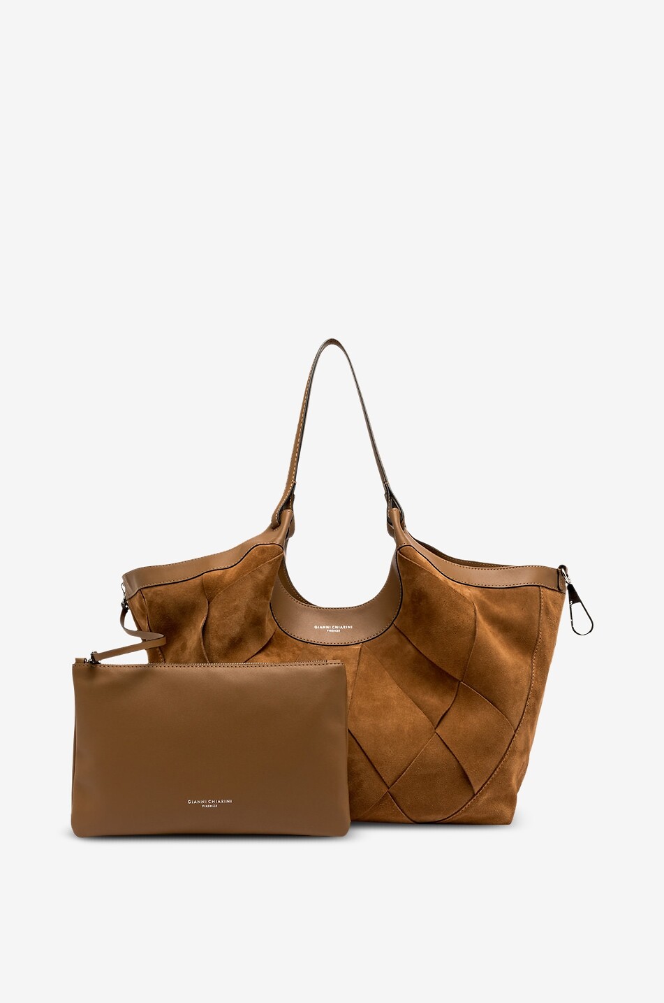 GIANNI CHIARINI Gewebter Shopper aus Wild-  und Glattleder Dua Damen HELLBRAUN 3