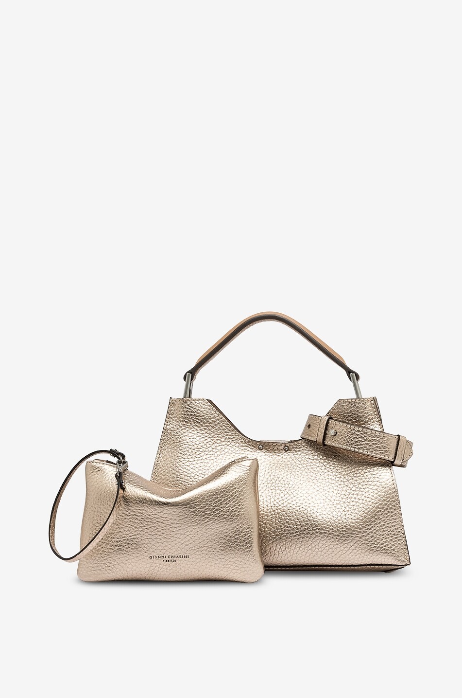 GIANNI CHIARINI Sac à main en cuir grainé métallisé Aurore Femme DORE 3