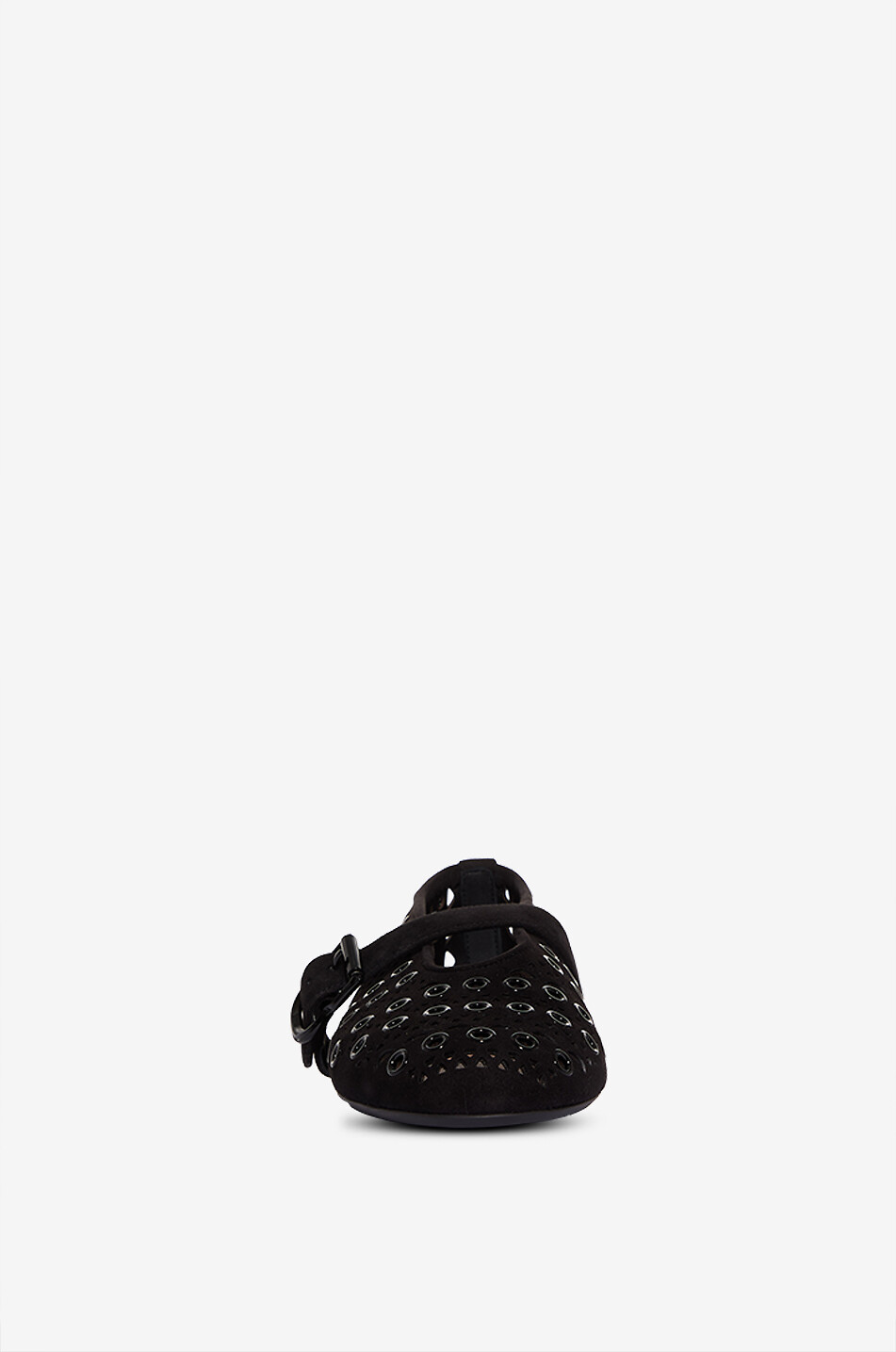 ALAÏA Ballerines ajourées en daim à bout rond Vienne Femme NOIR 2