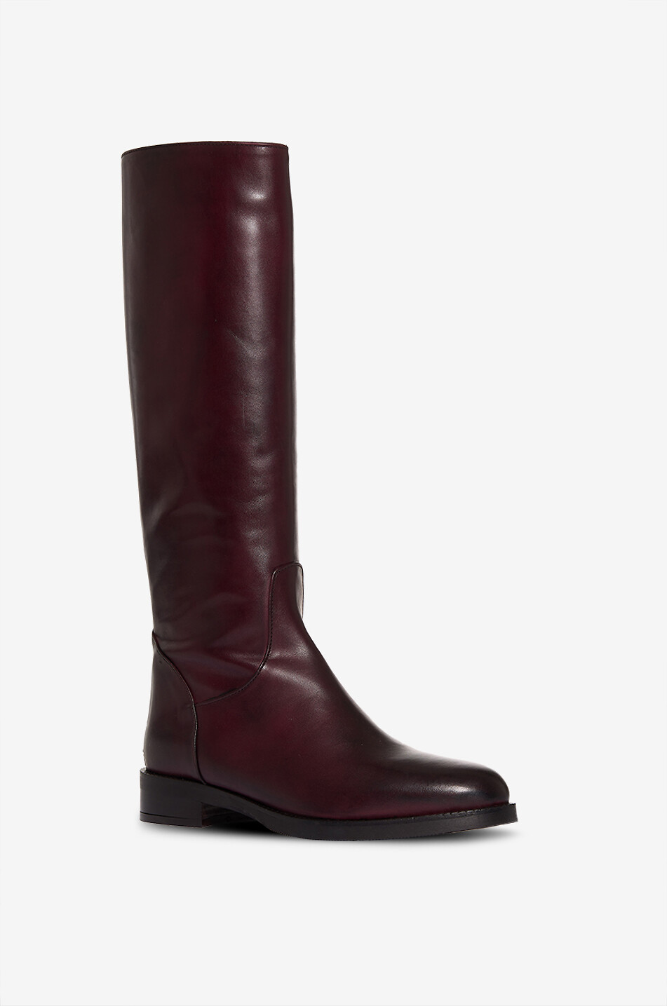 BONGENIE Soubane smooth leather flat boots Women DARK RED 1