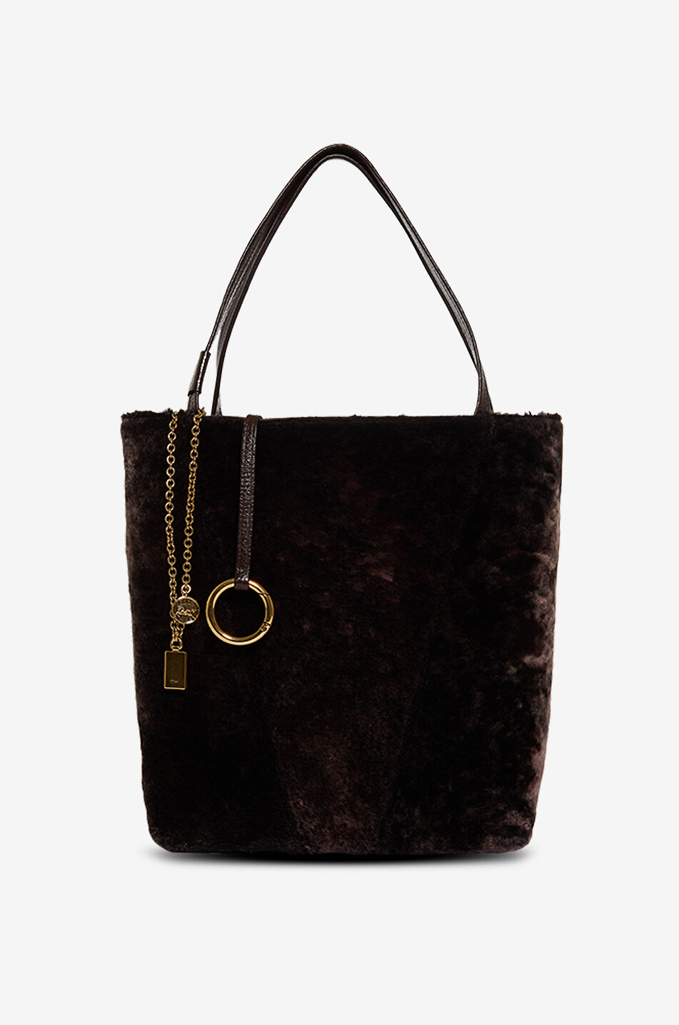 Spin rectangular shearling tote bag