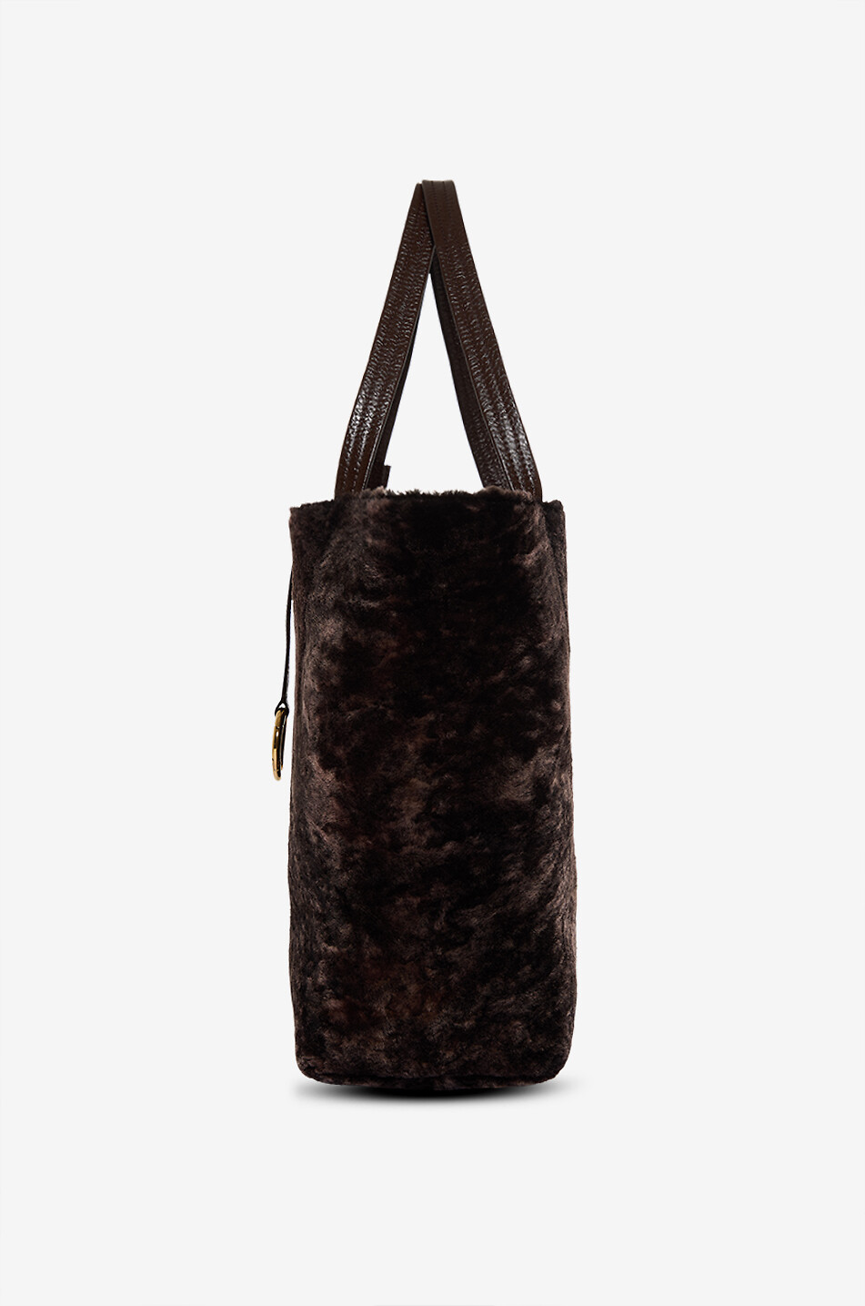 CHLOE Spin rectangular shearling tote bag Women BROWN 4