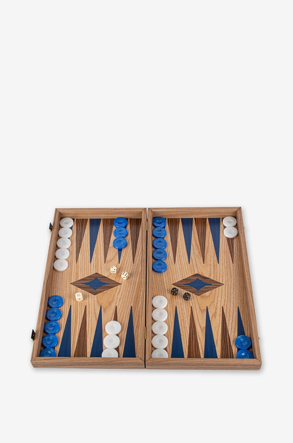 Backgammon incrusté en chêne et noyer américain artisanal