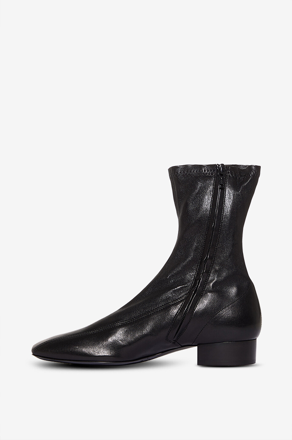 PHOEBE PHILO Club square heel patent leather ankle boots Women BLACK 3