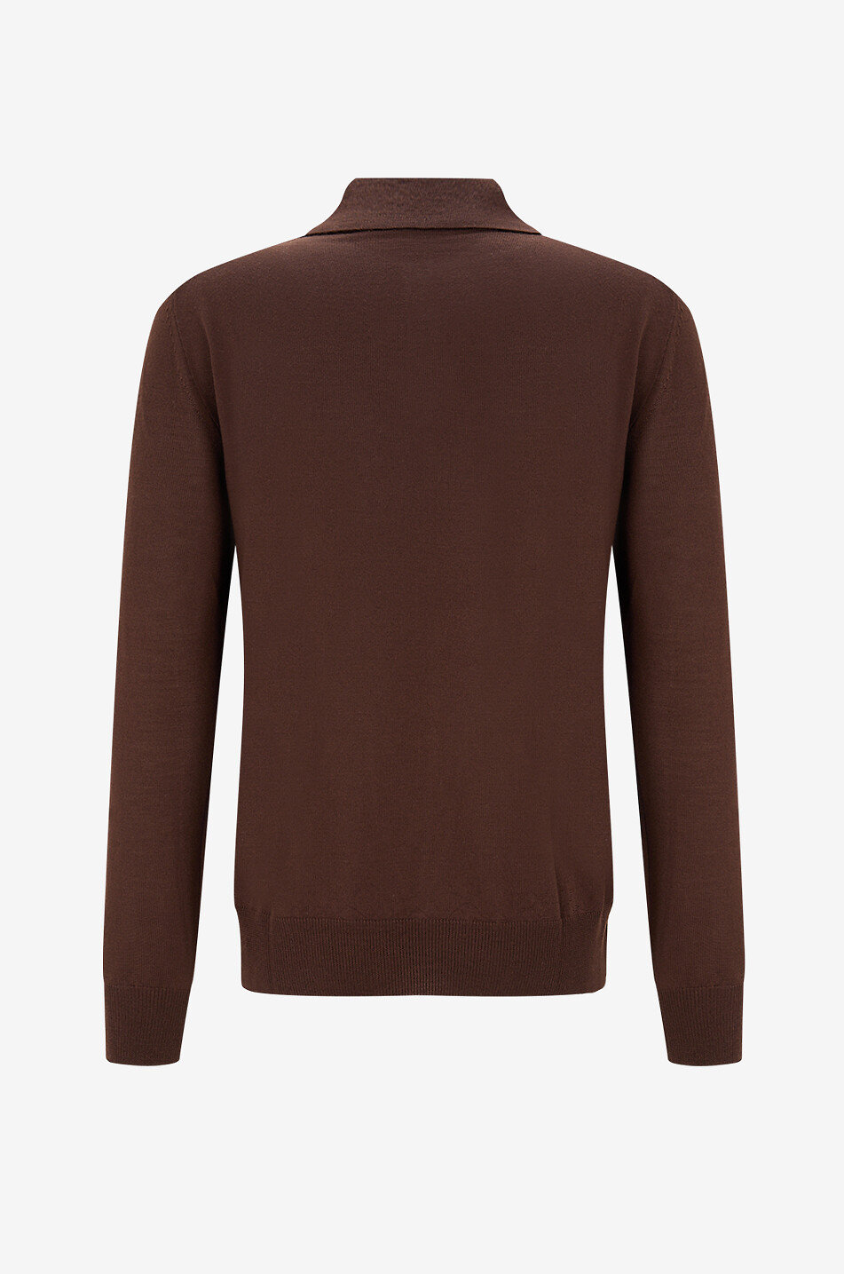 AURELIEN Cashwool extrafine merino wool buttoned polo jumper Men DARK BROWN 2