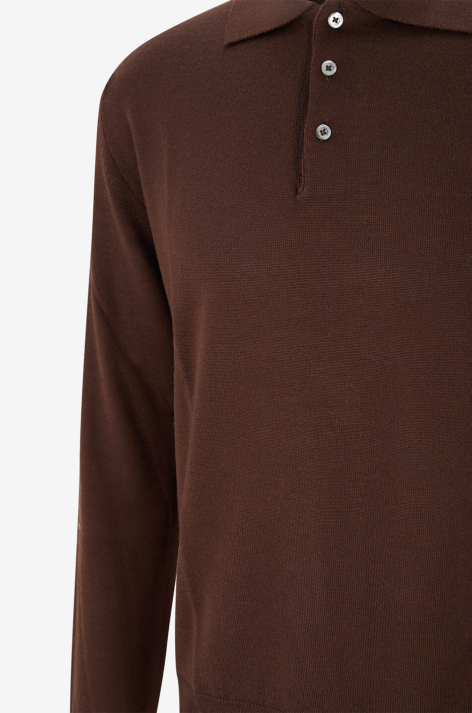 AURELIEN Cashwool extrafine merino wool buttoned polo jumper Men DARK BROWN 3