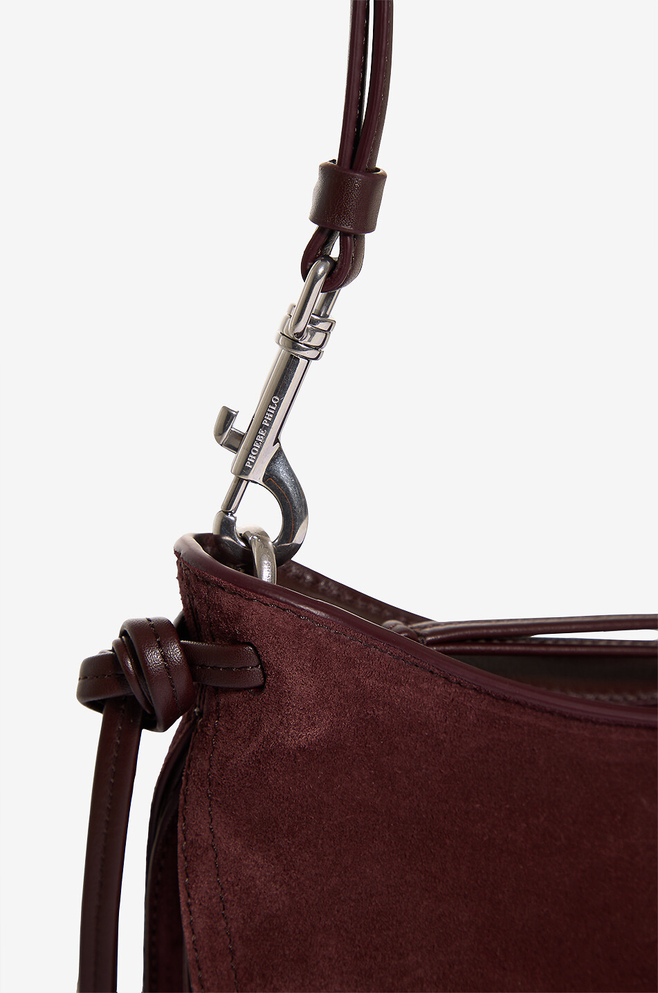PHOEBE PHILO Gig Small suede shoulder bag Women DARK RED 5