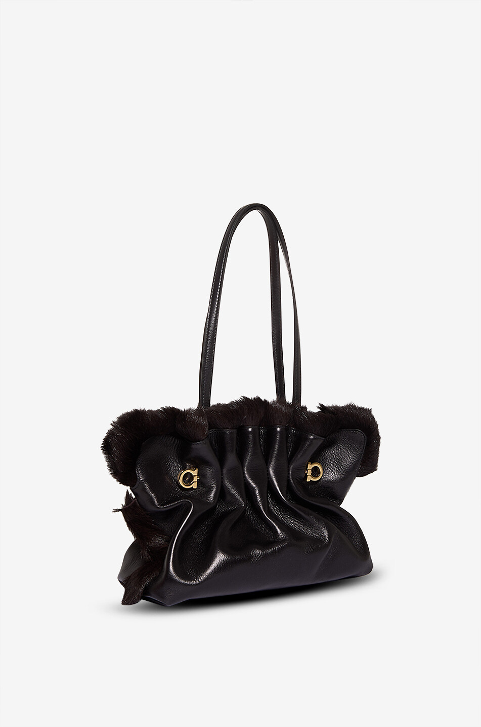SALVATORE FERRAGAMO Rechteckige Handtasche aus glattem Leder Soft-Bag Damen SCHWARZ 2