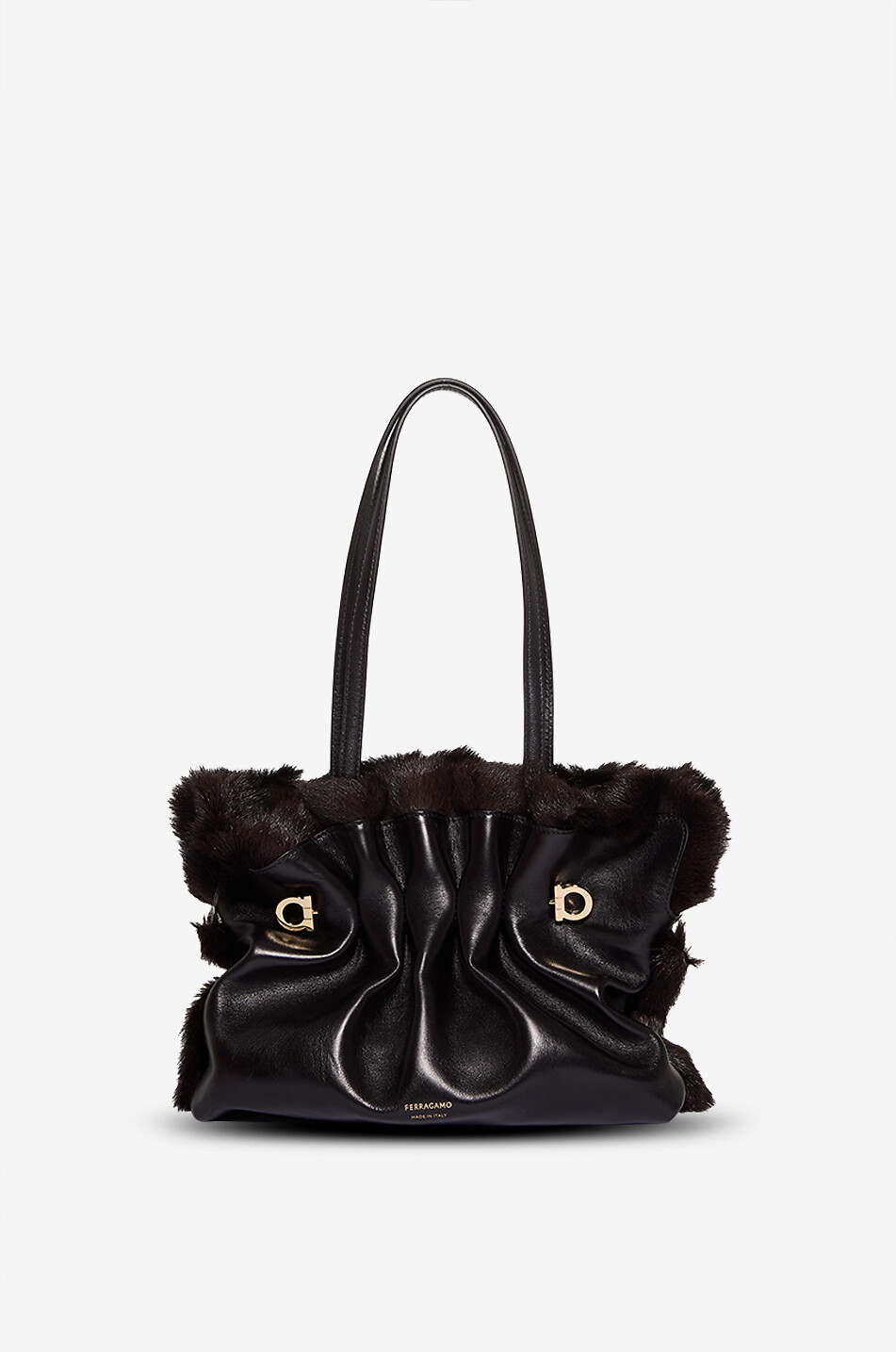 SALVATORE FERRAGAMO Rechteckige Handtasche aus glattem Leder Soft-Bag Damen SCHWARZ 3