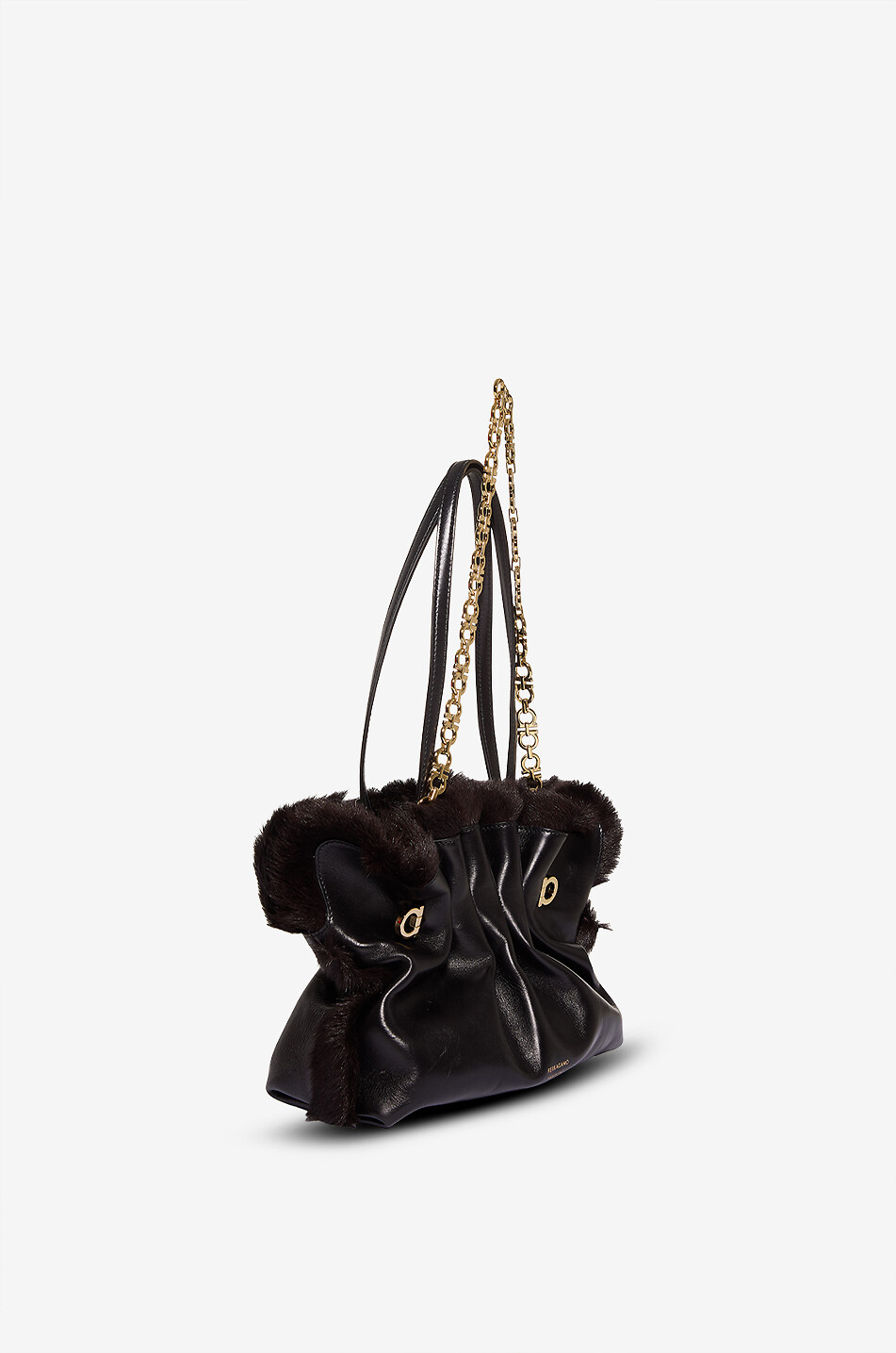 SALVATORE FERRAGAMO Rechteckige Handtasche aus glattem Leder Soft-Bag Damen SCHWARZ 5
