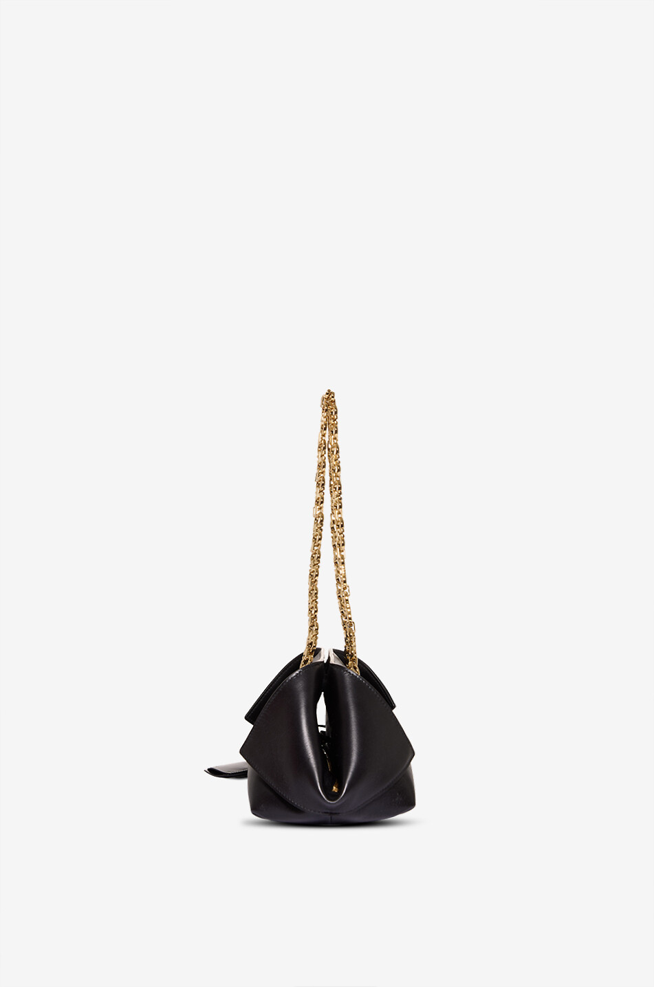 SALVATORE FERRAGAMO Sac porté épaule irrégulier en cuir brillant Scarfsh XS Femme NOIR 4