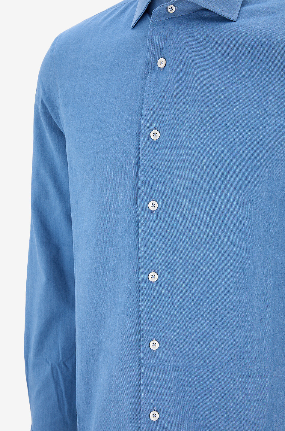 AURELIEN Denim shirt with cuban collar Men BLUE 3
