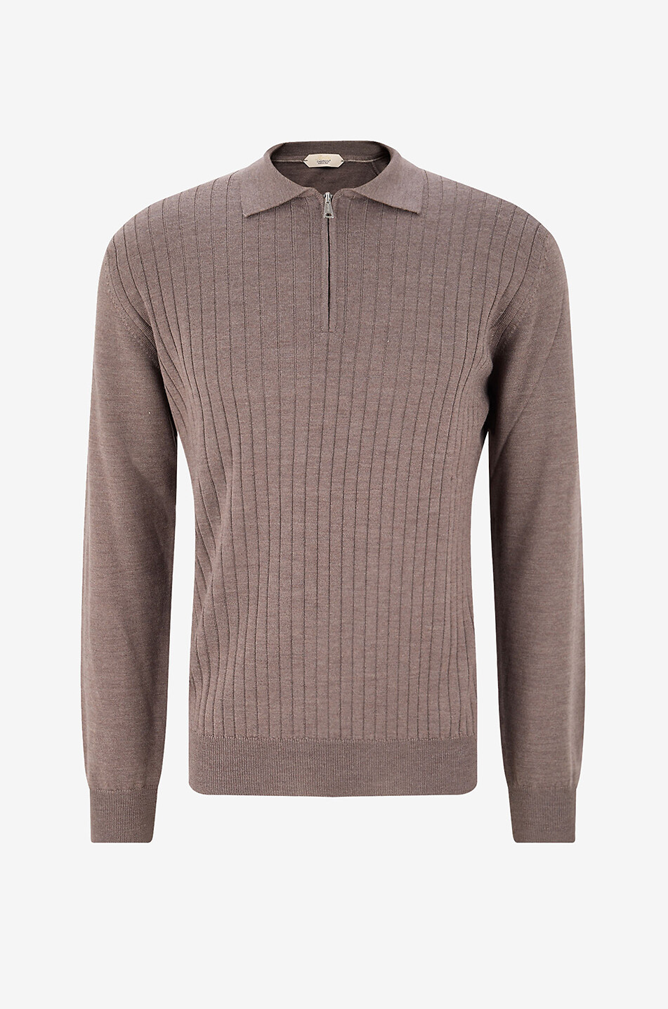 Rippenstrick Poloshirt mit Reissverschlusskragen