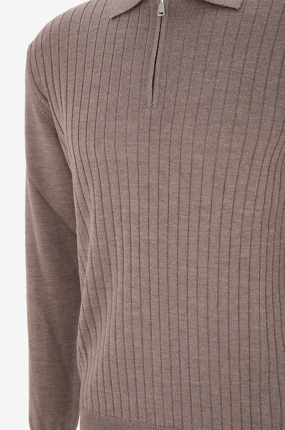 AURELIEN Rippenstrick Poloshirt mit Reissverschlusskragen Herren BRAUN 3