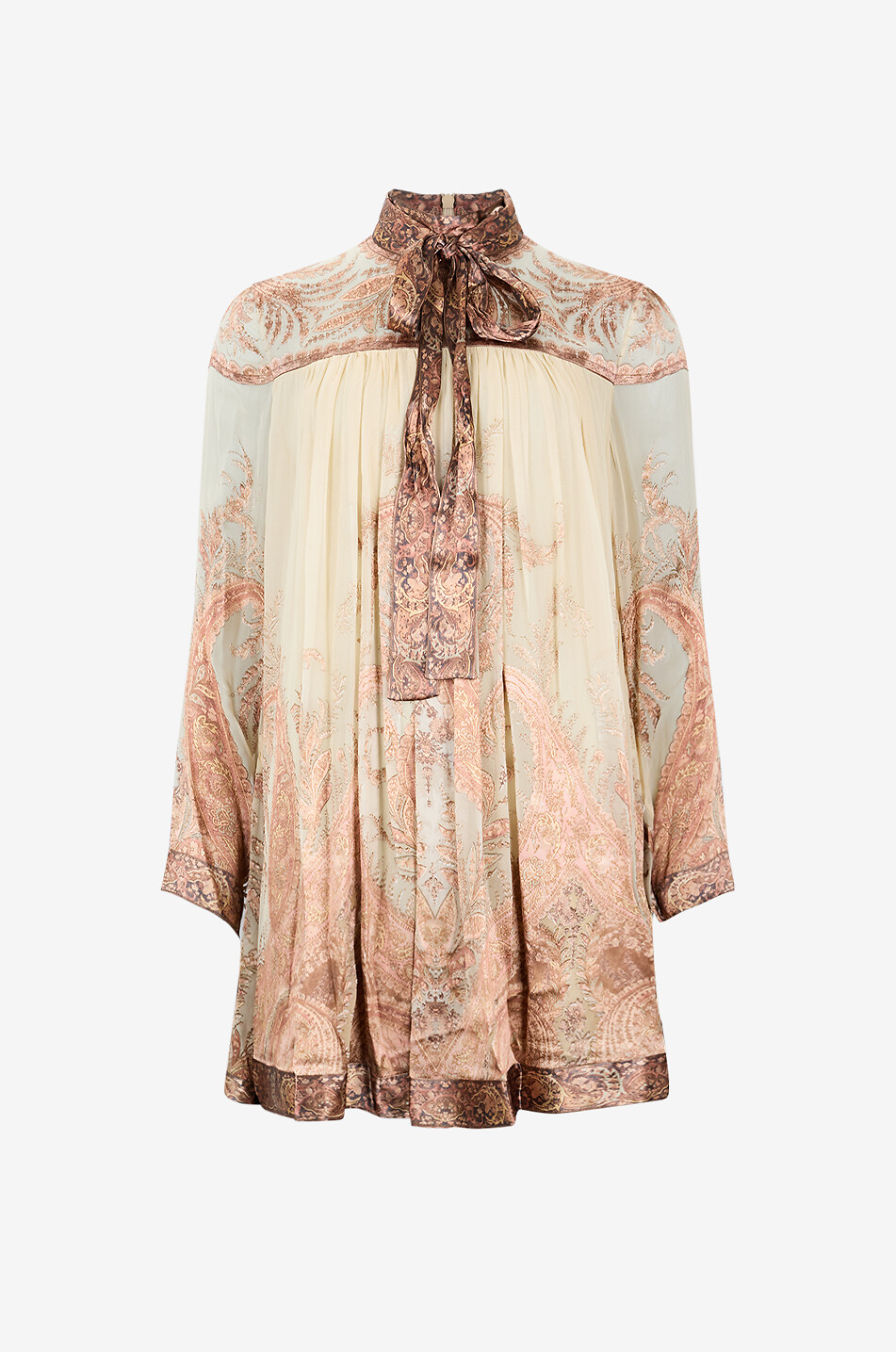 ZIMMERMANN Hypnotic crepe pussy-bow short dress Women BEIGE 1