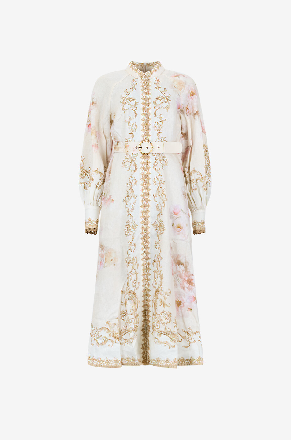 Hypnotic printed midi dress with high collar