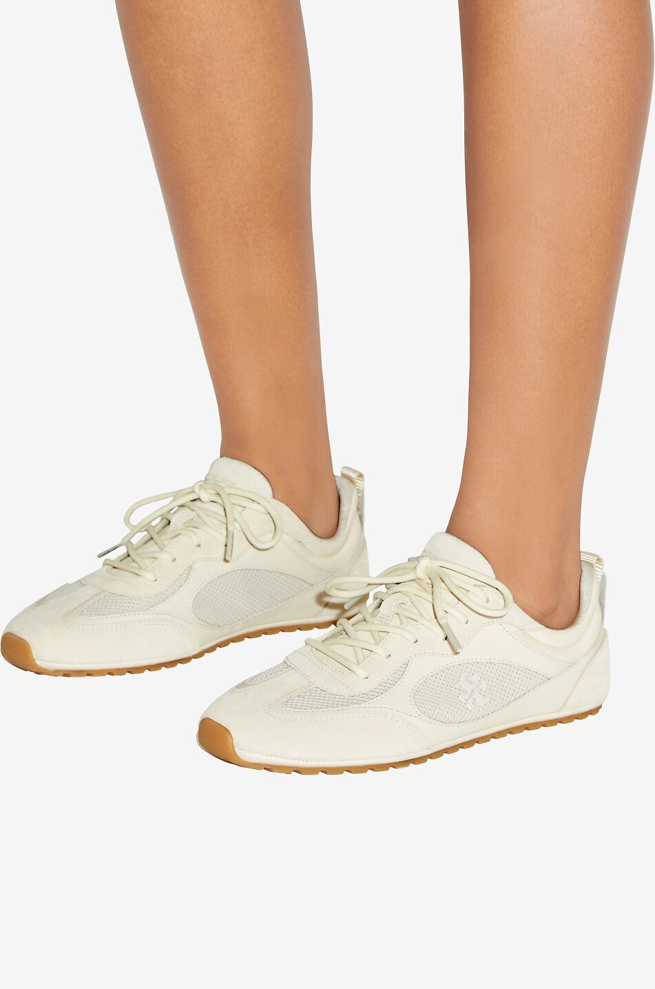 TORY BURCH Baskets basses en daim et mesh Field Femme BLANC CASSE 3