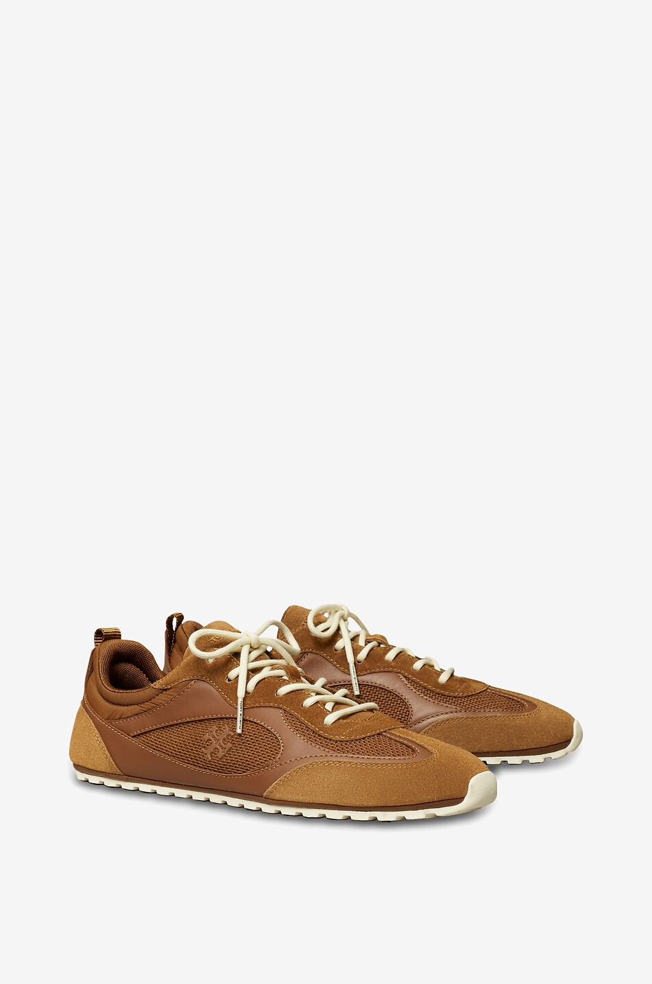 TORY BURCH Field suede and mesh low-top sneakers Women BROWN 2