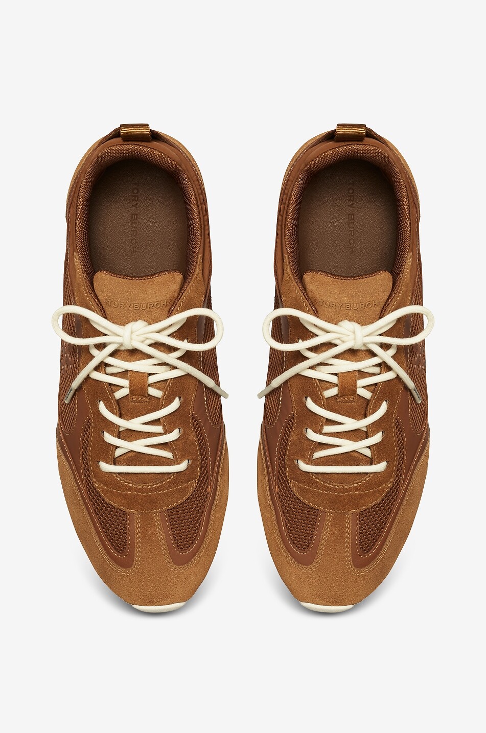 TORY BURCH Field suede and mesh low-top sneakers Women BROWN 3