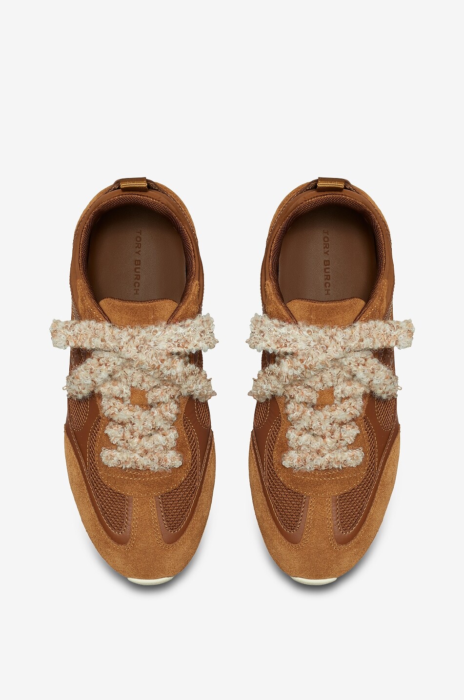 TORY BURCH Field suede and mesh low-top sneakers Women BROWN 5