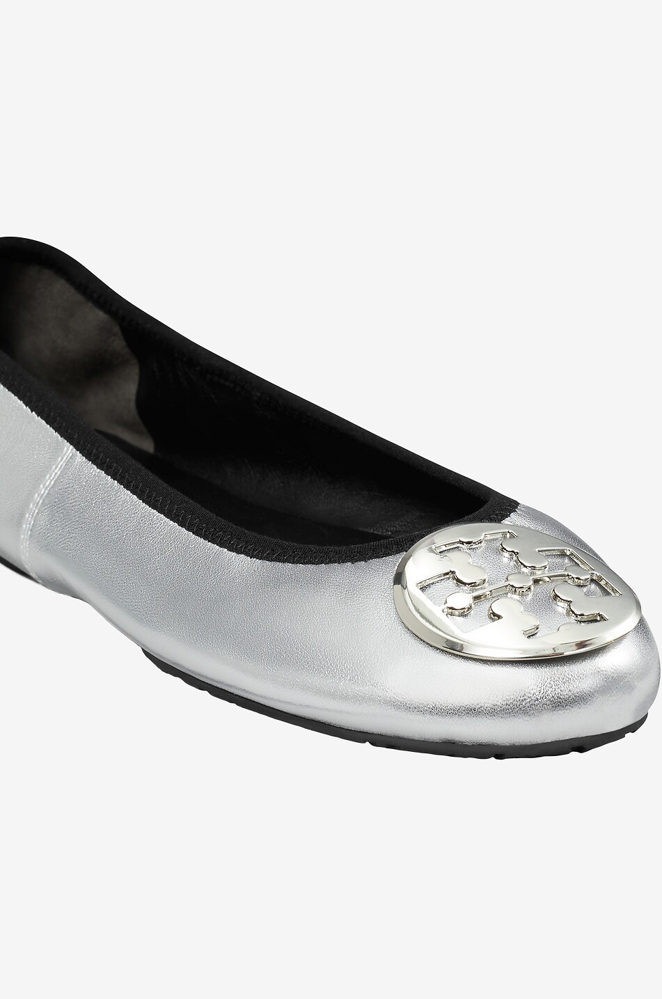 TORY BURCH Ballerines en cuir nappa métallisé Reva Travel Femme GRIS 4