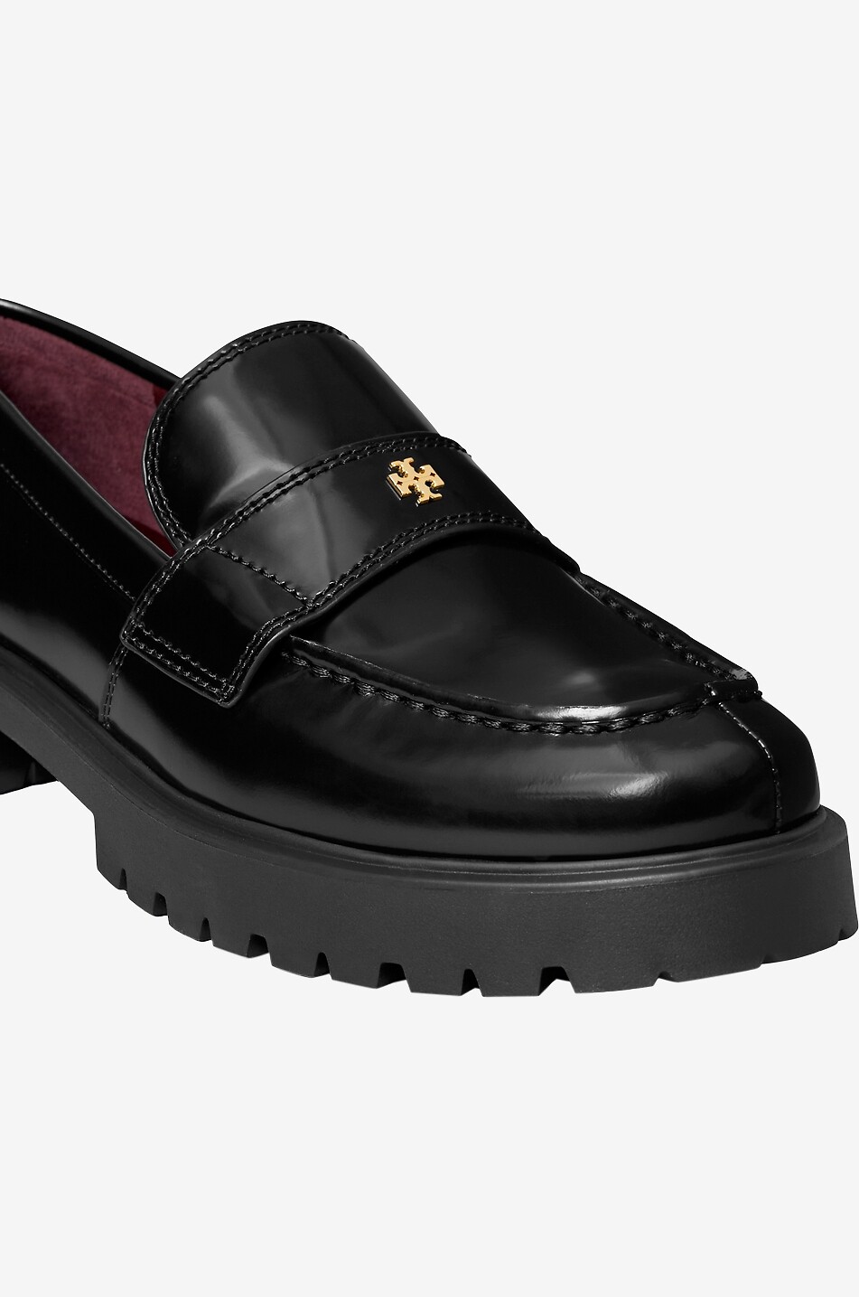 TORY BURCH Patent leather loafers with cleated sole Women BLACK 6