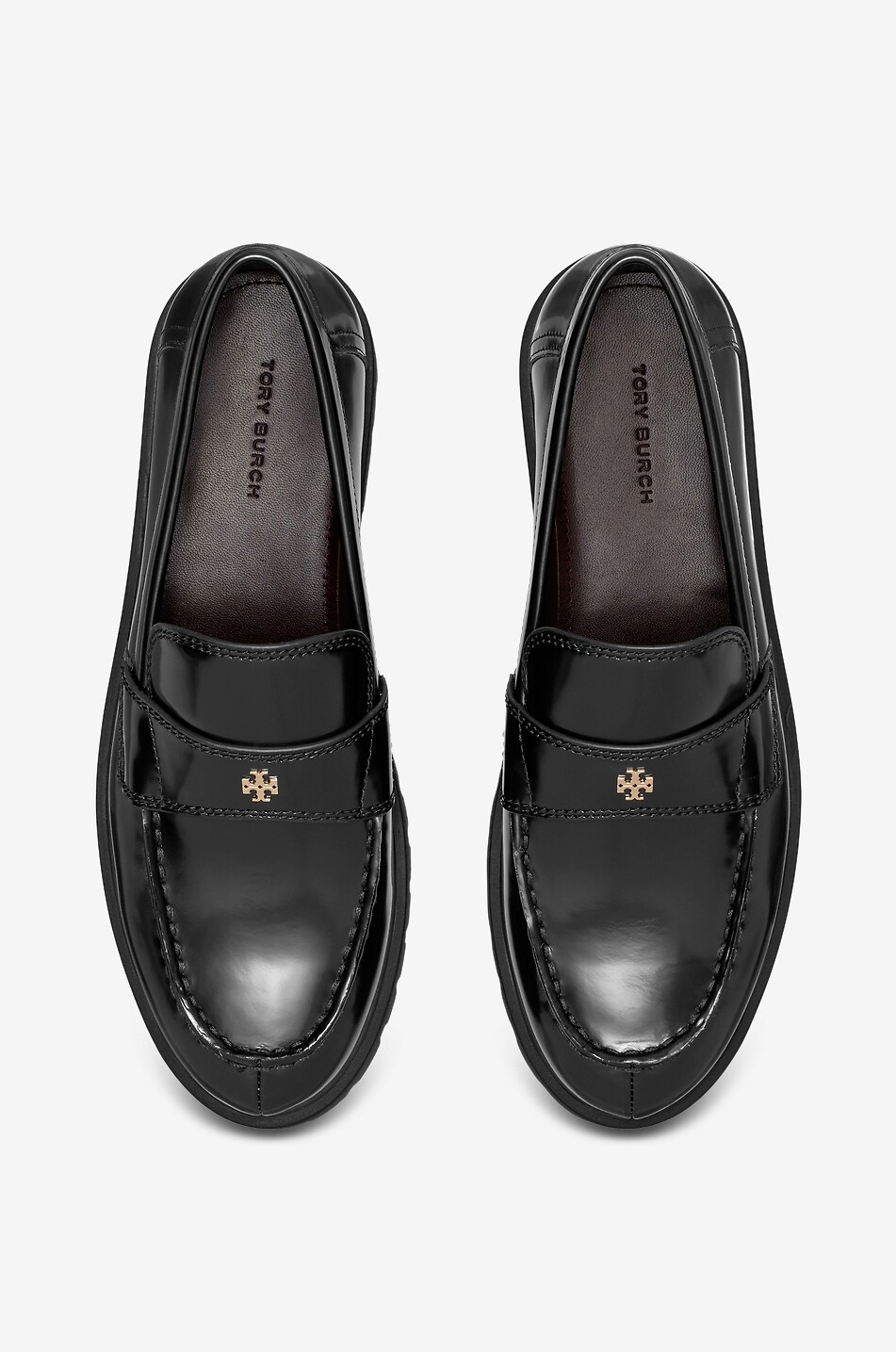 TORY BURCH Patent leather loafers with cleated sole Women BLACK 5