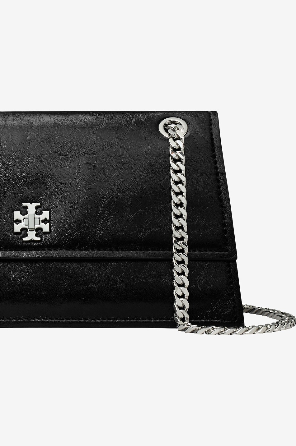 TORY BURCH Sac porté épaule en cuir effet froissé Kira Femme NOIR 4