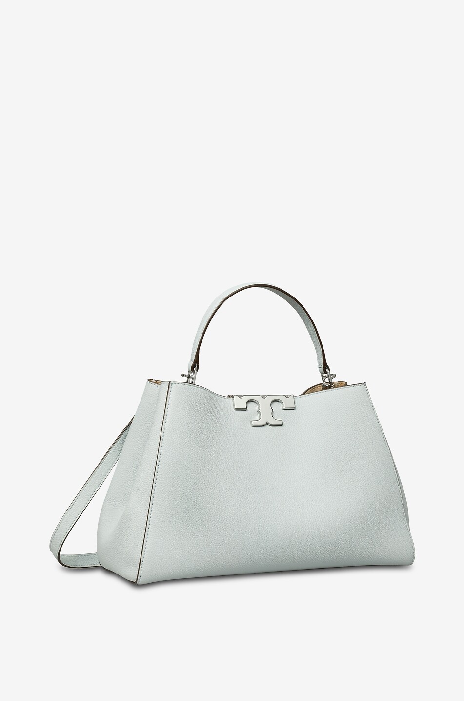 TORY BURCH Eleanor Soft Satchel grained leather handbag Women LIGHT BLUE 2