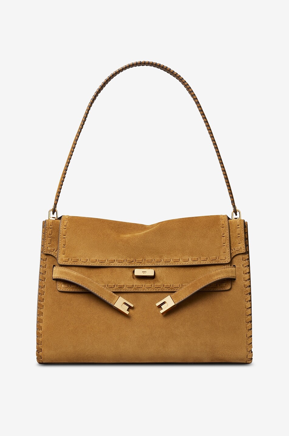 TORY BURCH Lee Radziwill Large suede shoulder bag with lace detailing Women CAMEL 1