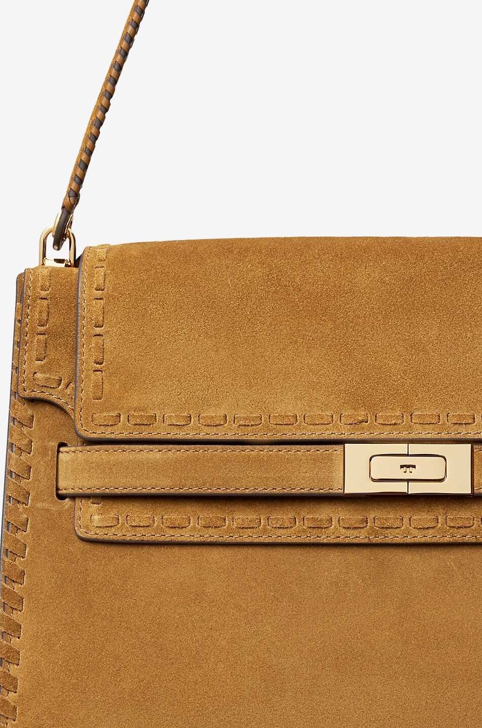 TORY BURCH Lee Radziwill Large suede shoulder bag with lace detailing Women CAMEL 3