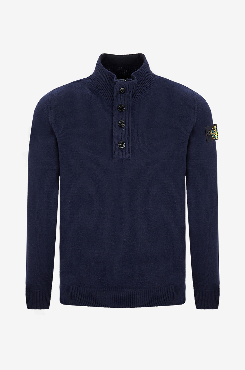 5100040 Lambswool jumper with buttoned stand-up collar