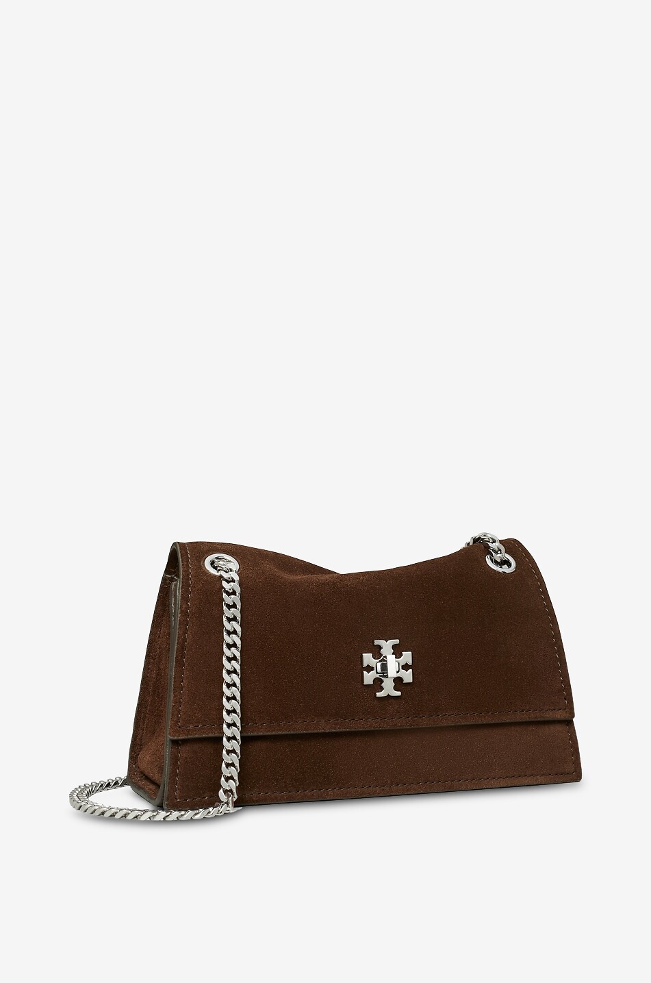 TORY BURCH Wildleder-Schultertasche Kira Turnlock Mini Damen DUNKELBRAUN 2