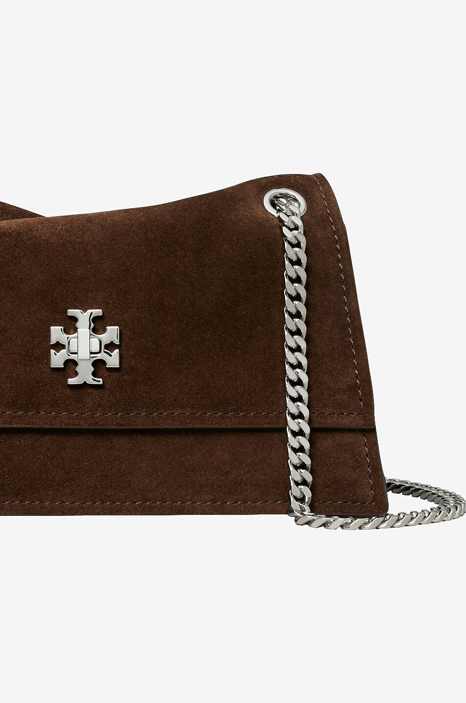 TORY BURCH Wildleder-Schultertasche Kira Turnlock Mini Damen DUNKELBRAUN 3