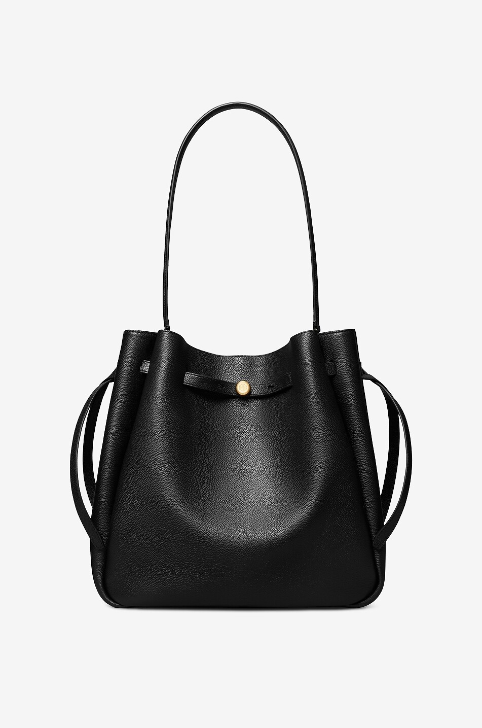 TORY BURCH Romy Large grained leather bucket bag Women BLACK 1