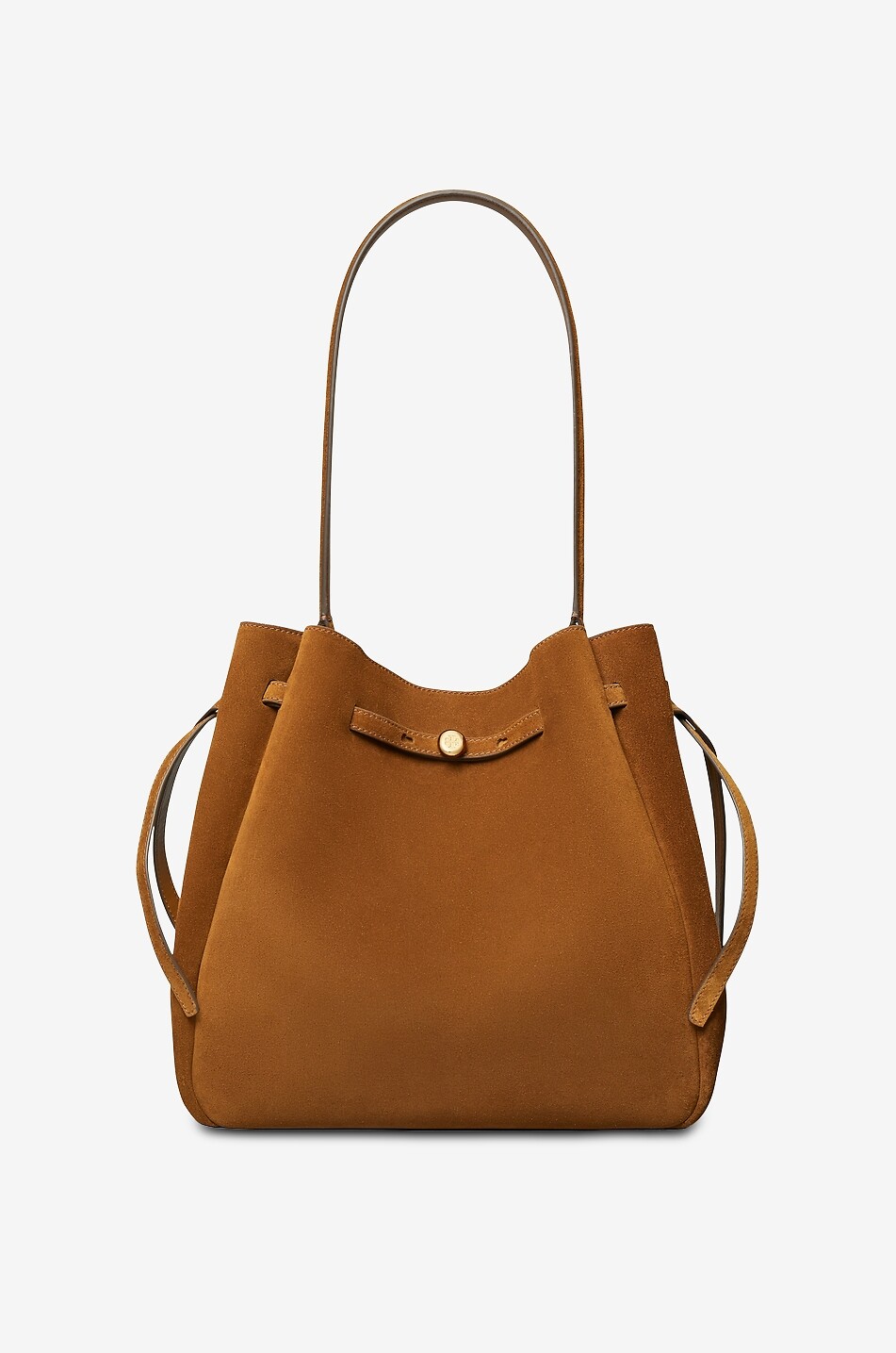 Romy large suede shoulder bucket bag TORY BURCH BROWN Bongénie